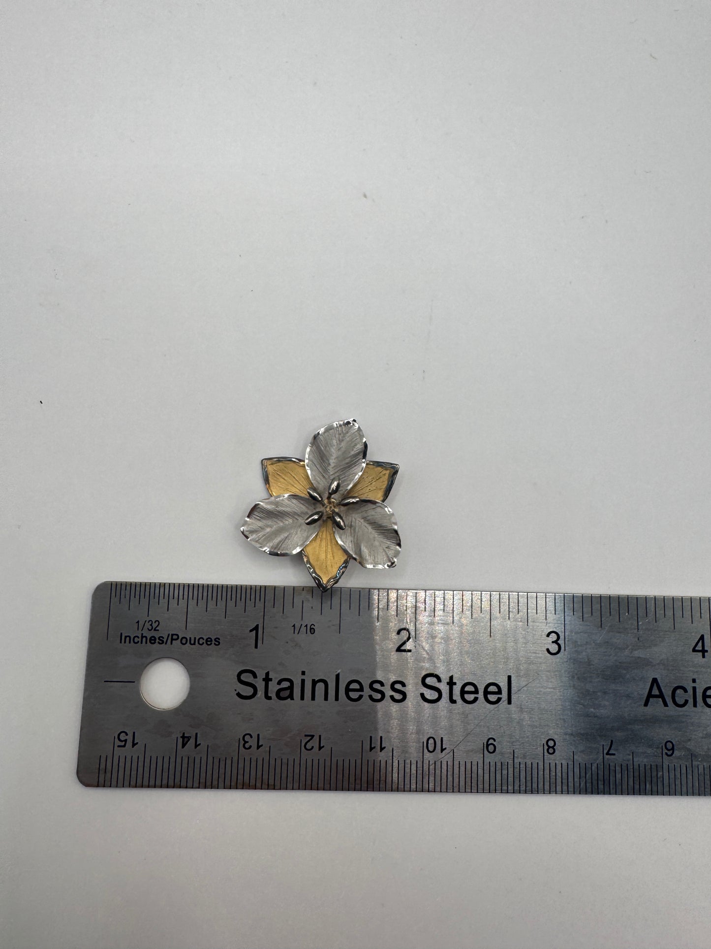 Vintage 1950s Signed BOND BOYD Sterling Silver Gold Plated Floral Brooch