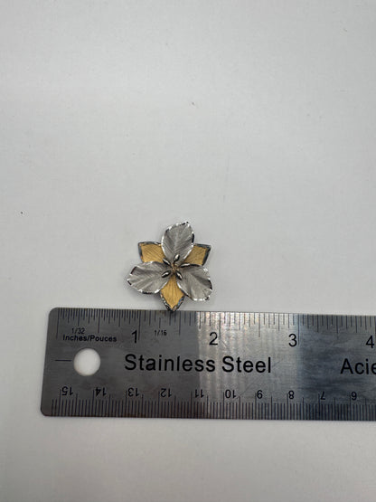 Vintage 1950s Signed BOND BOYD Sterling Silver Gold Plated Floral Brooch