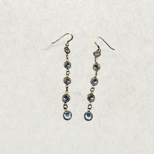 Vintage Long Sterling Silver Gold-Plated Drop Earrings – Excellent Condition