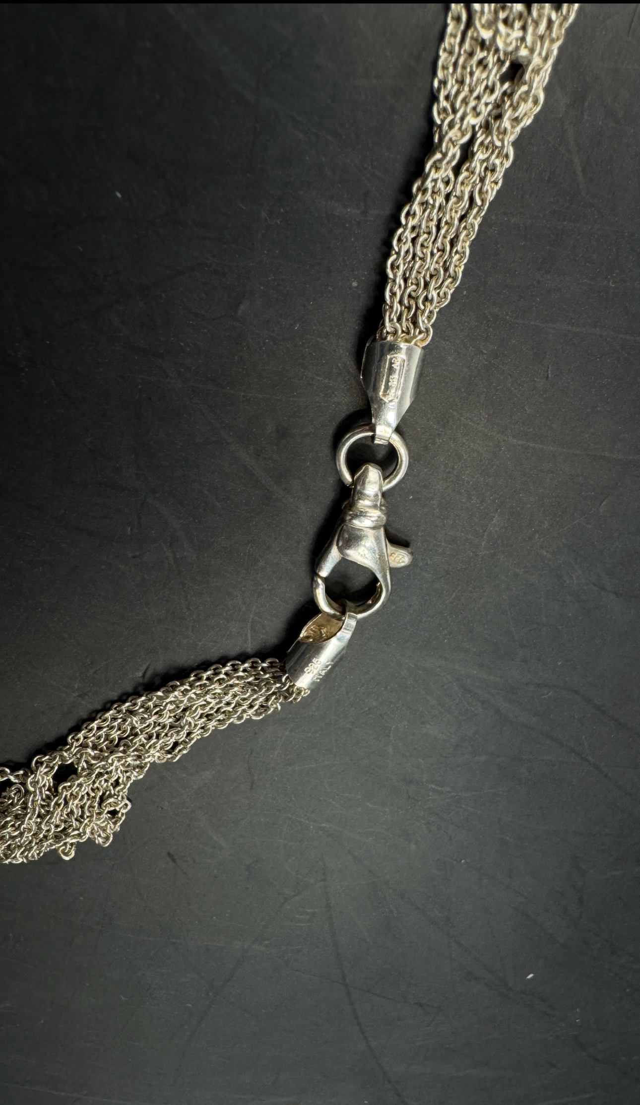 Massive Sterling Silver 925 Multi-Strand Heart Motif Necklace