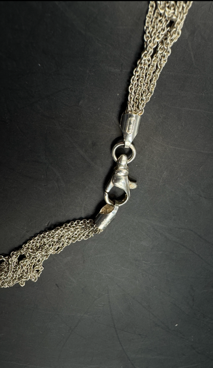 Massive Sterling Silver 925 Multi-Strand Heart Motif Necklace