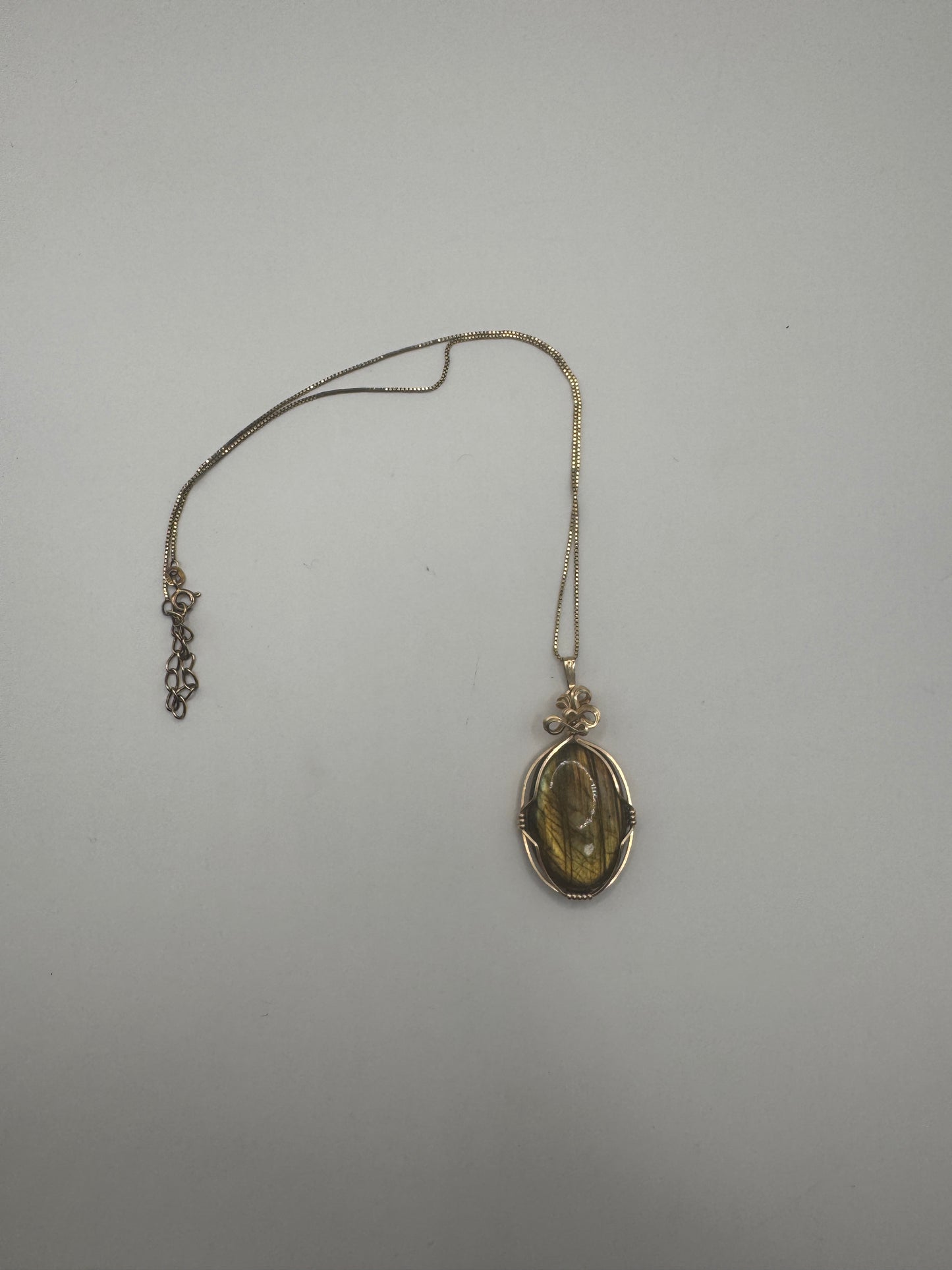 Gold-Plated Sterling Silver Necklace with Labradorite Pendant