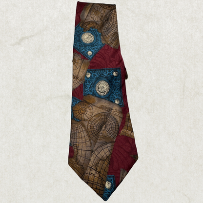 Vintage Alfani 100% Silk Tie – Geometric Map Pattern, 56” x 3.5”