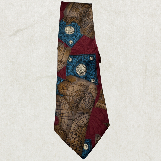Vintage Alfani 100% Silk Tie – Geometric Map Pattern, 56” x 3.5”