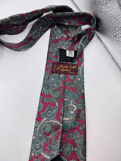 Vintage Amedeo D’Agostini Silk Tie – 100% Silk, Paisley Pattern