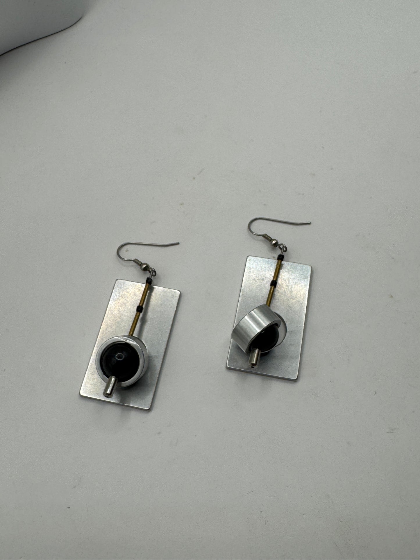 Large Christina Brampti Contemporary Sculptural Drop Earrings Geometric Statement Design