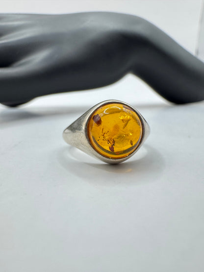 Sterling Silver Honey Amber Ring Size 7