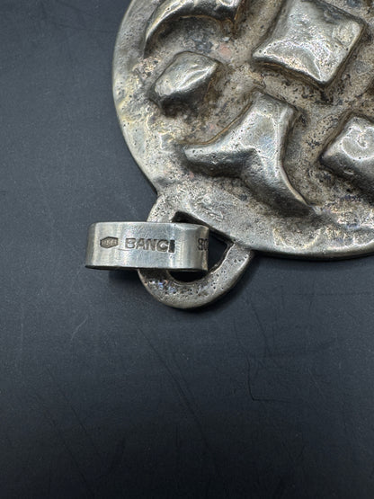 Vintage Italian 800 Silver Cross Pendant by Banci – Large Statement Medallion, Brutalist Style