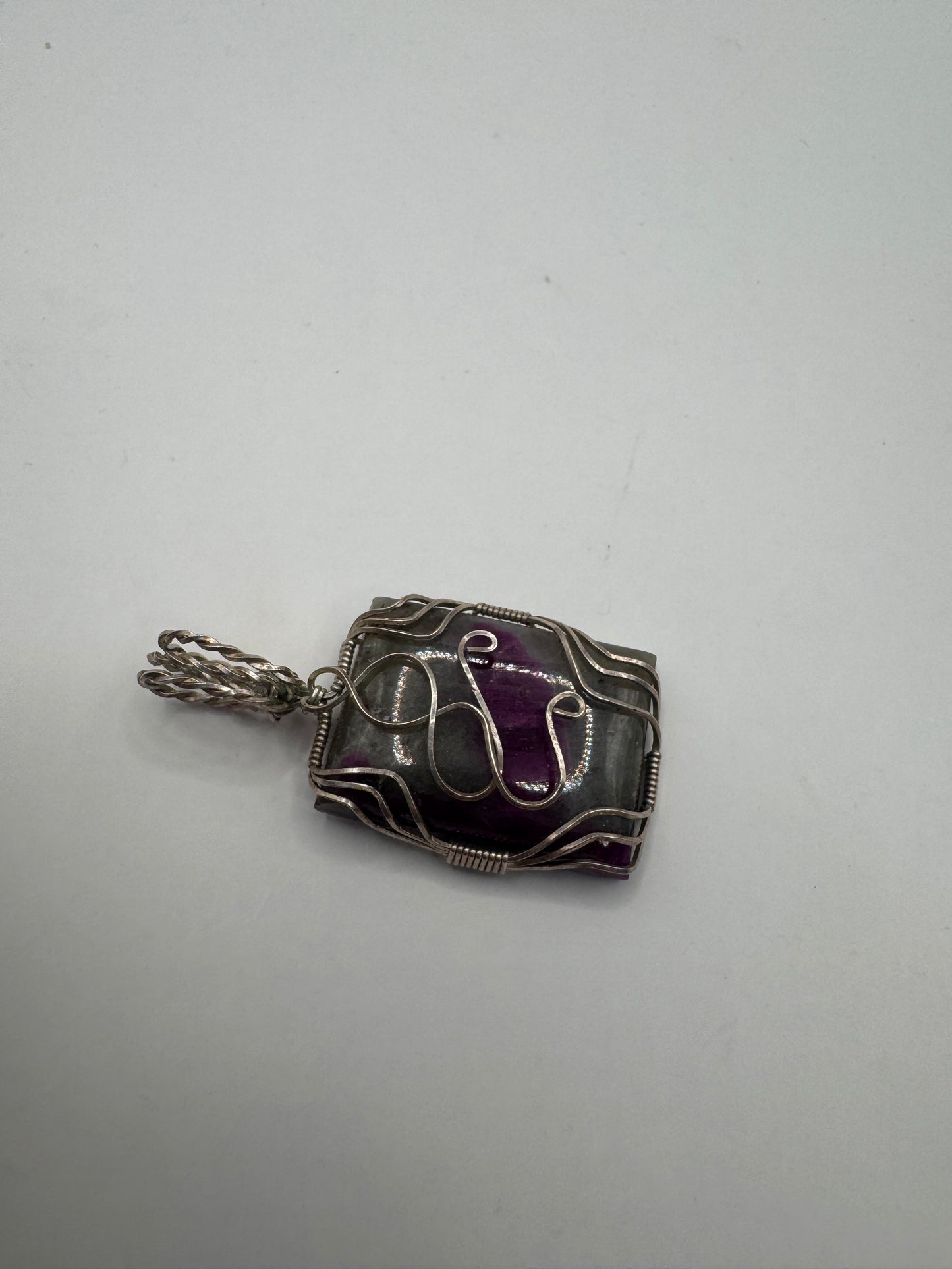 Vintage Ruby Nugget Pendant in Sterling Silver Wire Wrap