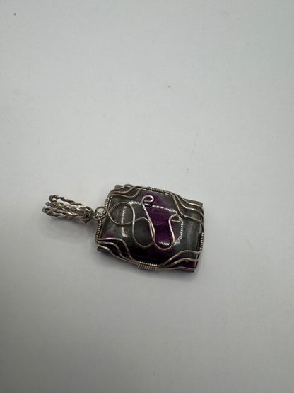 Vintage Ruby Nugget Pendant in Sterling Silver Wire Wrap