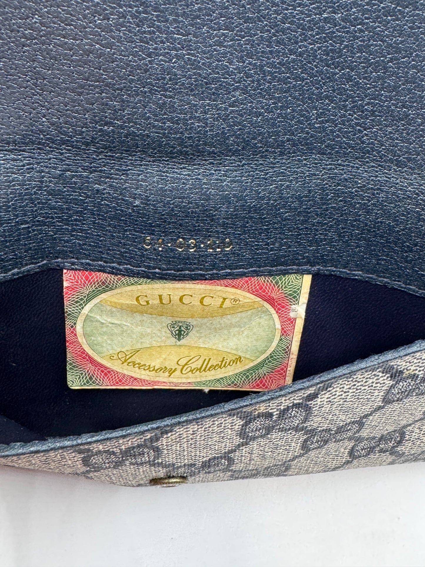 Authentic Gucci Accessory Collection GG Canvas Trifold Wallet in Blue – Excellent Condition