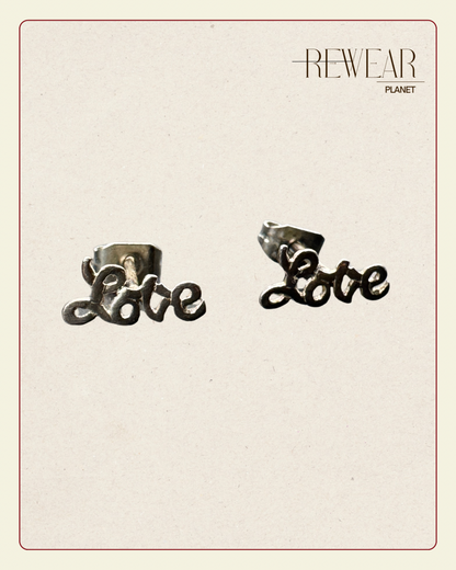Vintage Sterling Silver LOVE Stud Earrings – Script Letter Earrings
