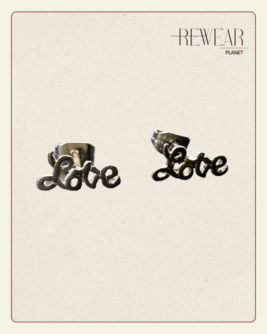 Vintage Sterling Silver LOVE Stud Earrings – Script Letter Earrings