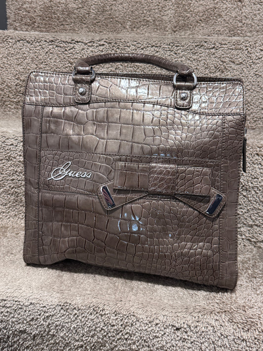Vintage Guess Croc-Embossed Handbag, 13” x 14” x 5” – Great Condition