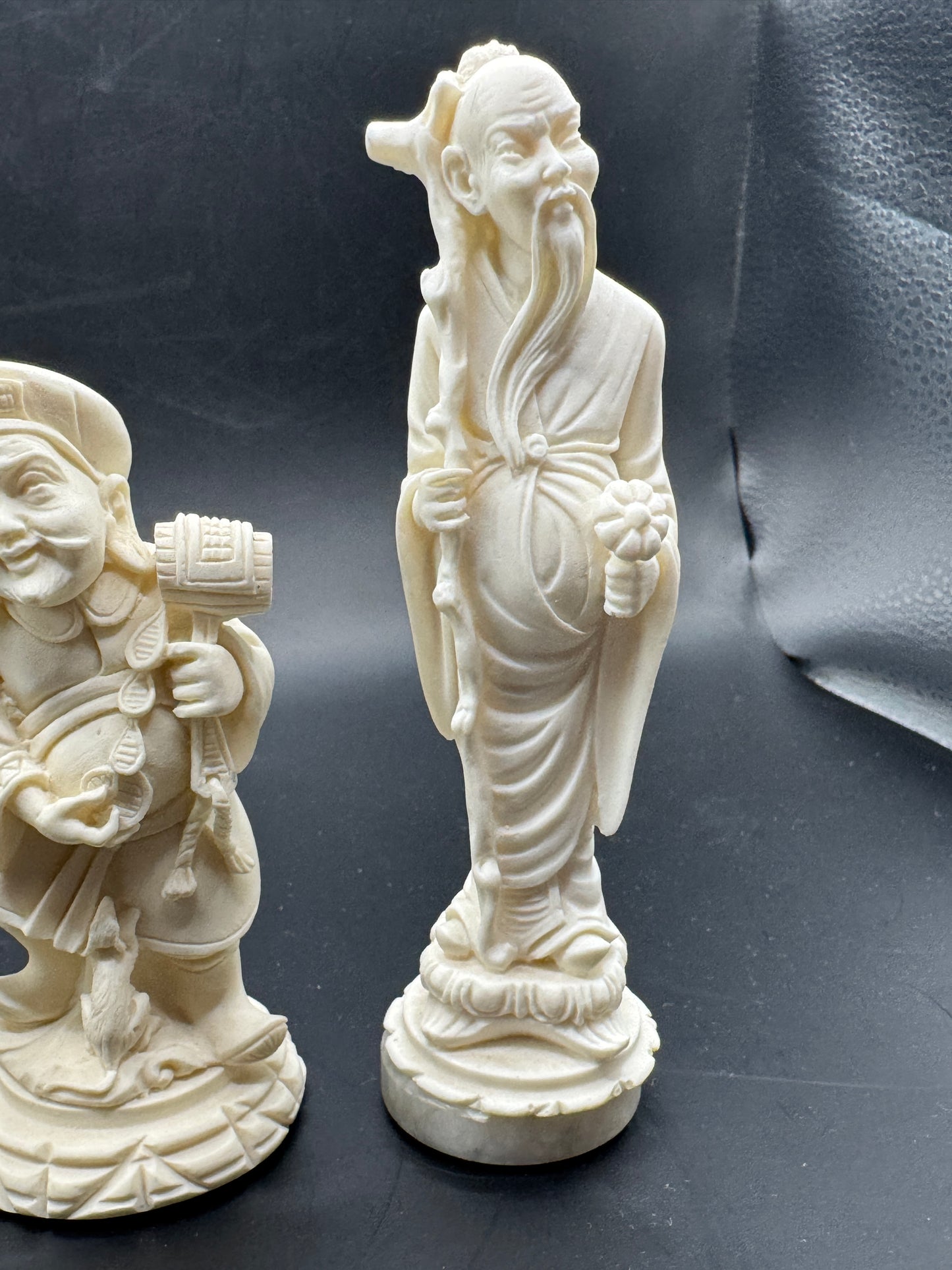 Vintage A. Giannelli Italian Alabaster Oriental Figurines Set of 3 – Signed Sculptures on Marble Bases