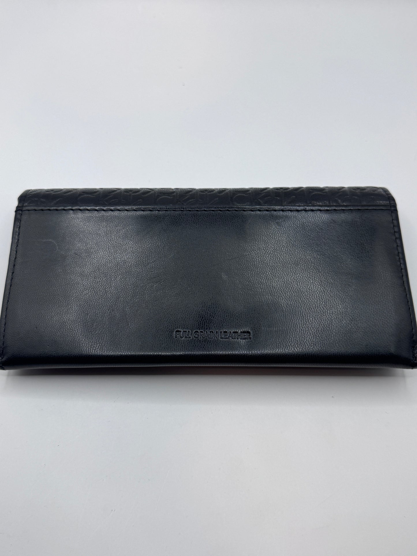 Vintage Calvin Klein Women’s Black Full Grain Leather Wallet, 7.5” x 4” – Good Condition