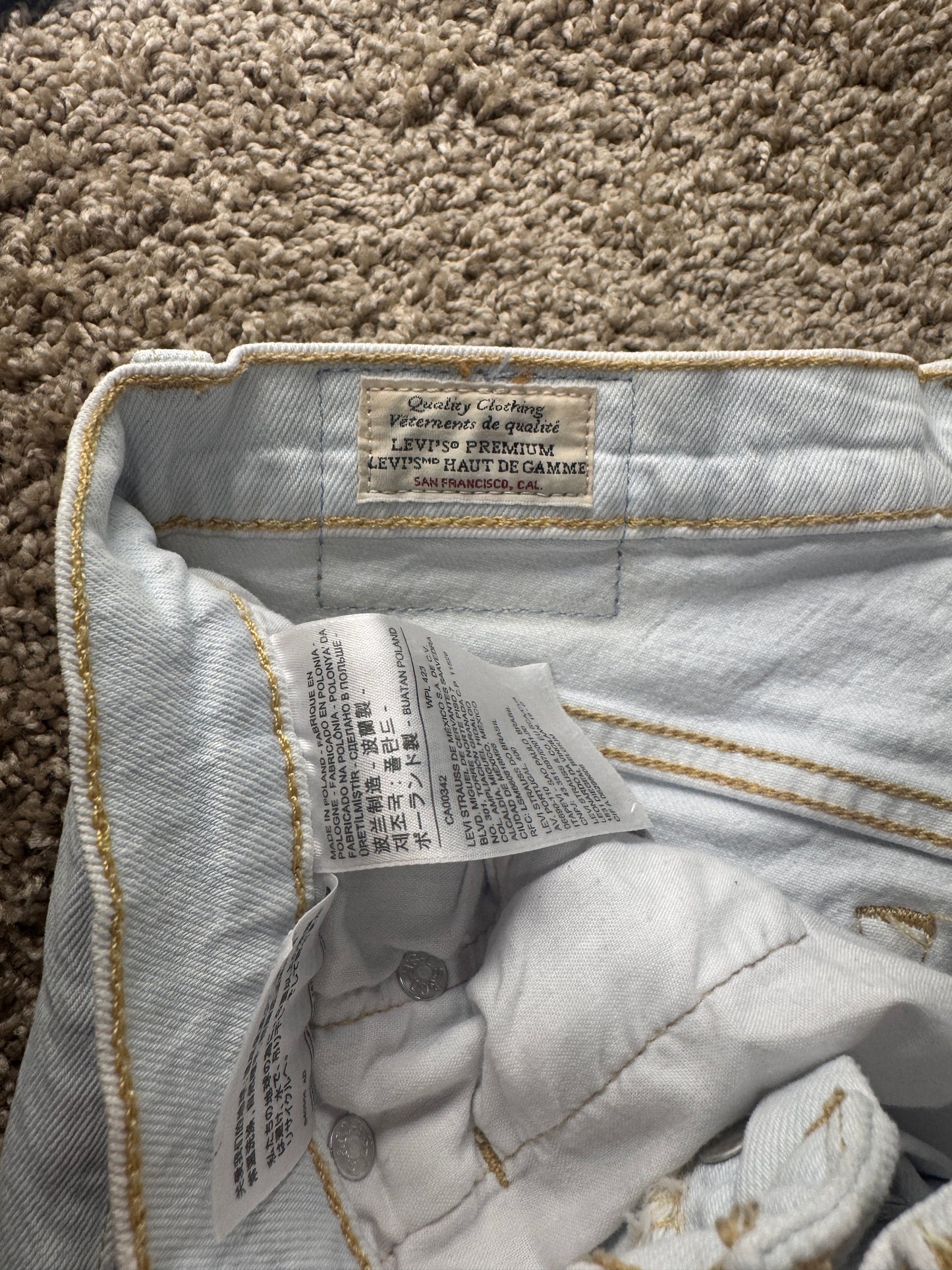 Levi’s 501 Skinny Women’s Jeans – W27 L28, White Denim, Raw Hem