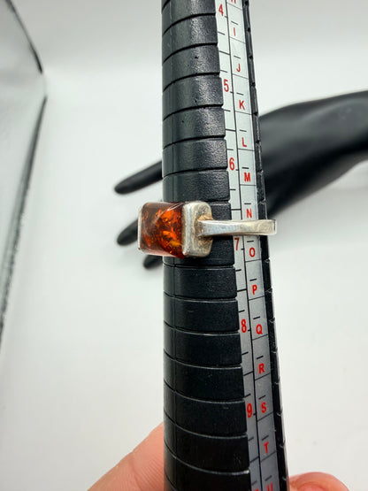 Cognac Mosaic Amber Ring — Size 7