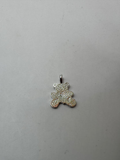 Sterling Silver Rhodium-Plated Teddy Bear Pendant – Like New Condition