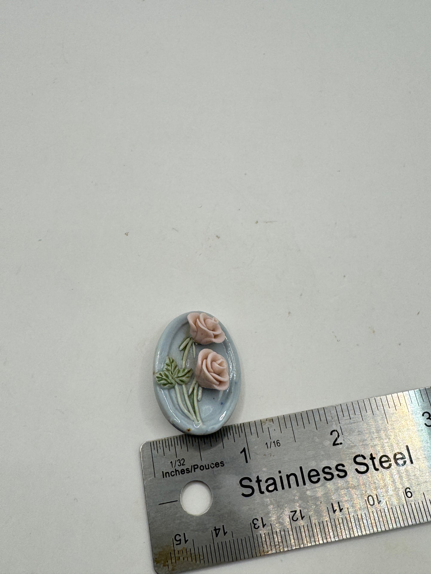 Vintage Handcrafted Porcelain Rose Brooch – Floral Ceramic Pin Signed “Marit” 3cm x 2cm