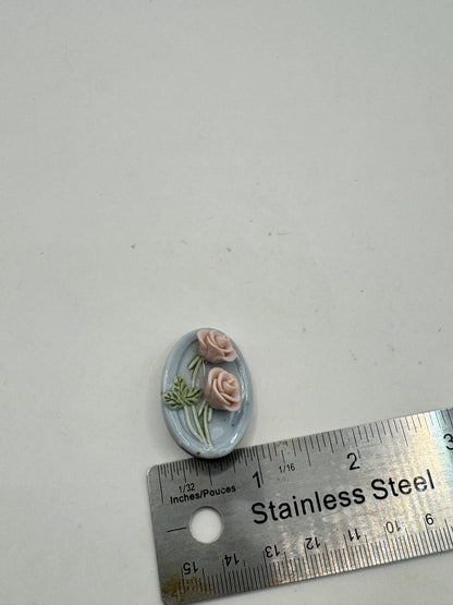 Vintage Handcrafted Porcelain Rose Brooch – Floral Ceramic Pin Signed “Marit” 3cm x 2cm