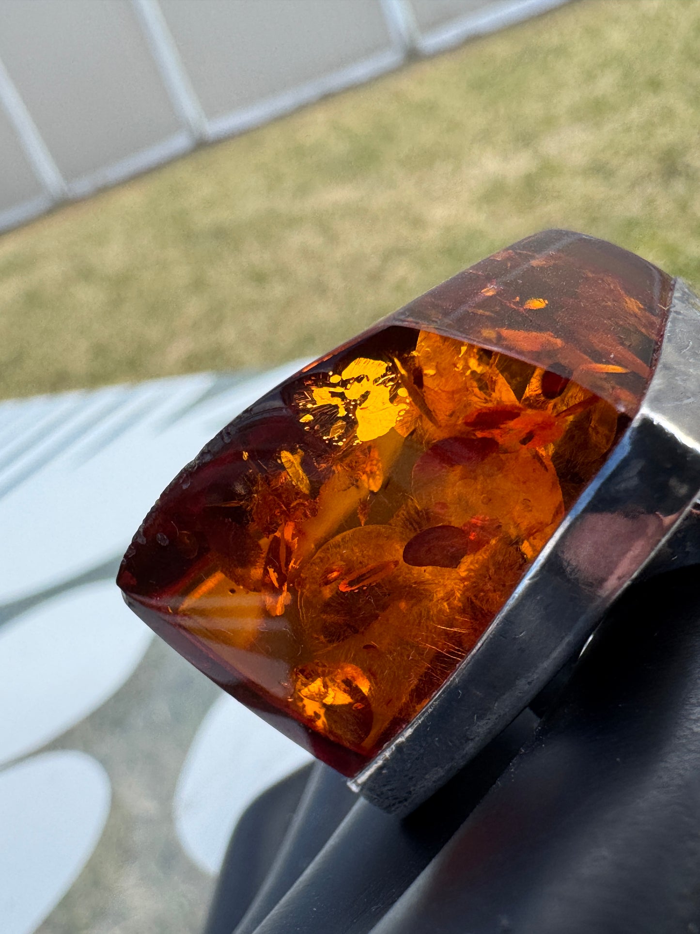 Vintage Massive Baltic Amber Ring Sterling Silver 925 Sz 7.5