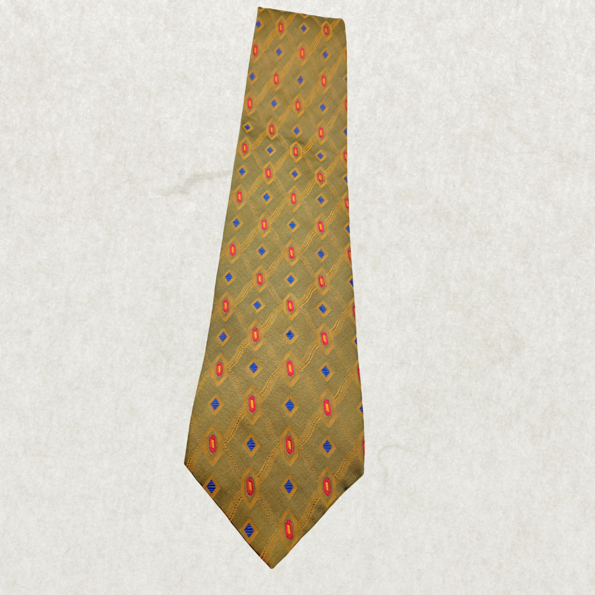 Vintage Mossimo Silk Tie – 100% Silk, Gold Diamond Pattern