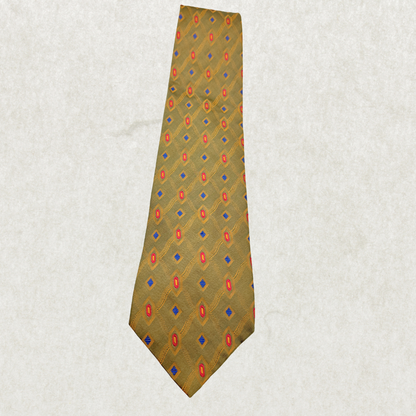 Vintage Mossimo Silk Tie – 100% Silk, Gold Diamond Pattern