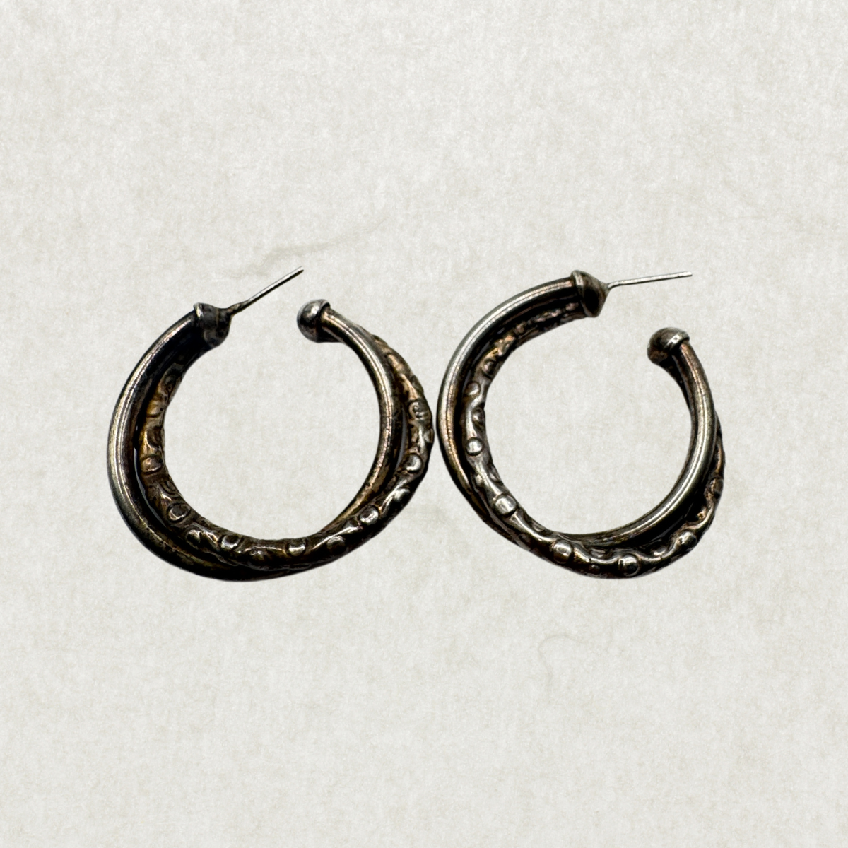 Large Heavy Vintage Sterling Silver Hoop Earrings – Excellent Condition