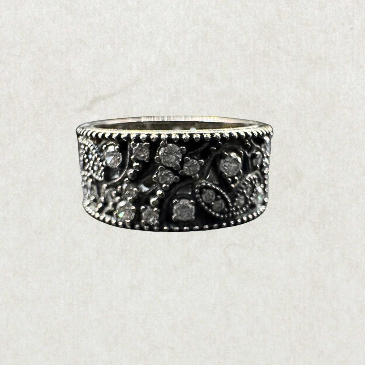 Pandora 925 Sterling Silver CZ Band Ring - Size 7.5