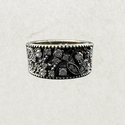 Pandora 925 Sterling Silver CZ Band Ring - Size 7.5
