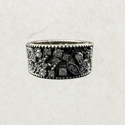 Pandora 925 Sterling Silver CZ Band Ring - Size 7.5