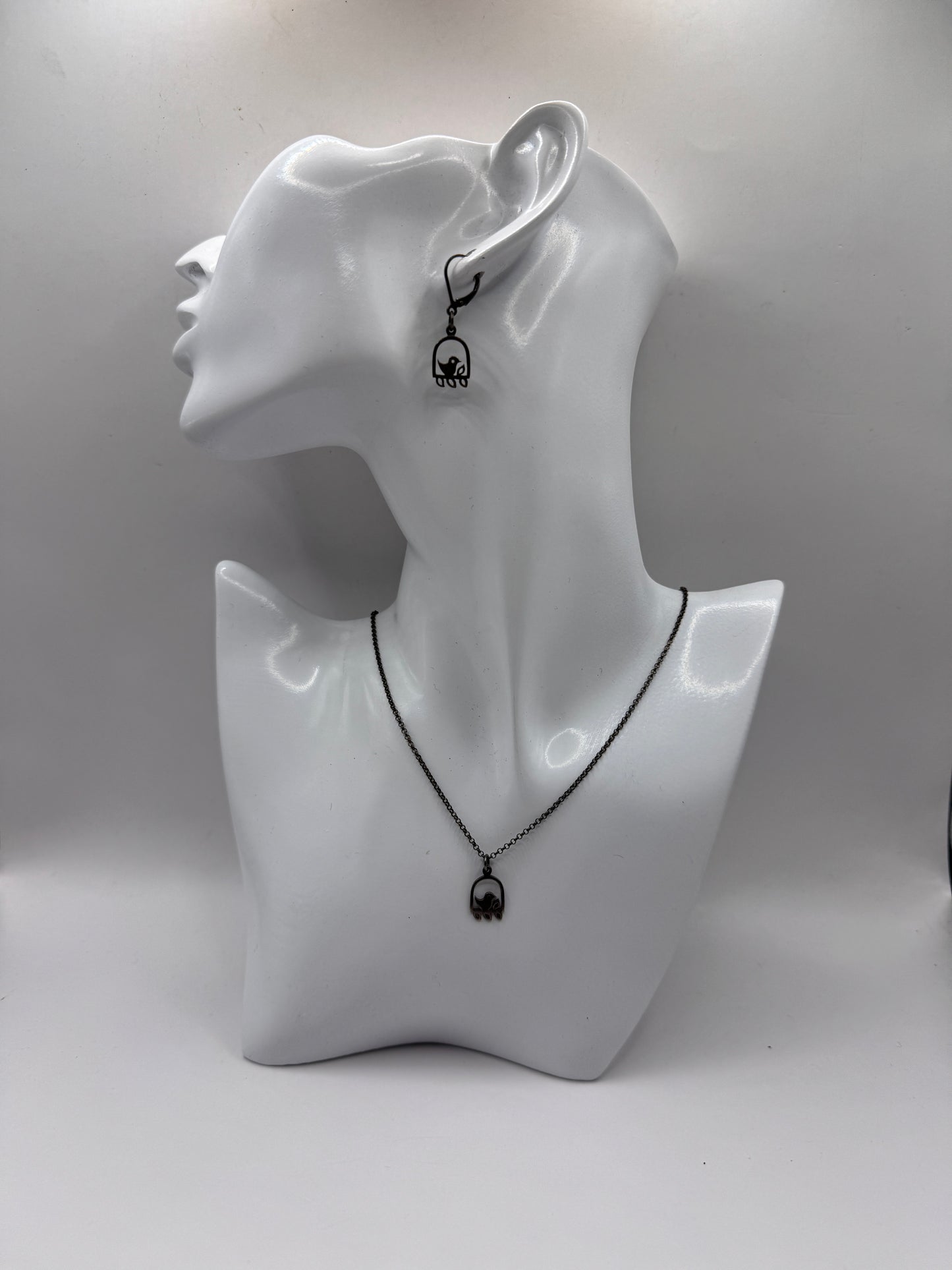 Vintage Sterling Silver Necklace & Earrings Set – Unique Basket Design