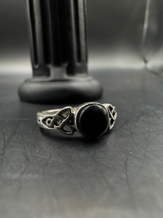 Sterling Silver Black Onyx Vintage Ring – Size 6.5