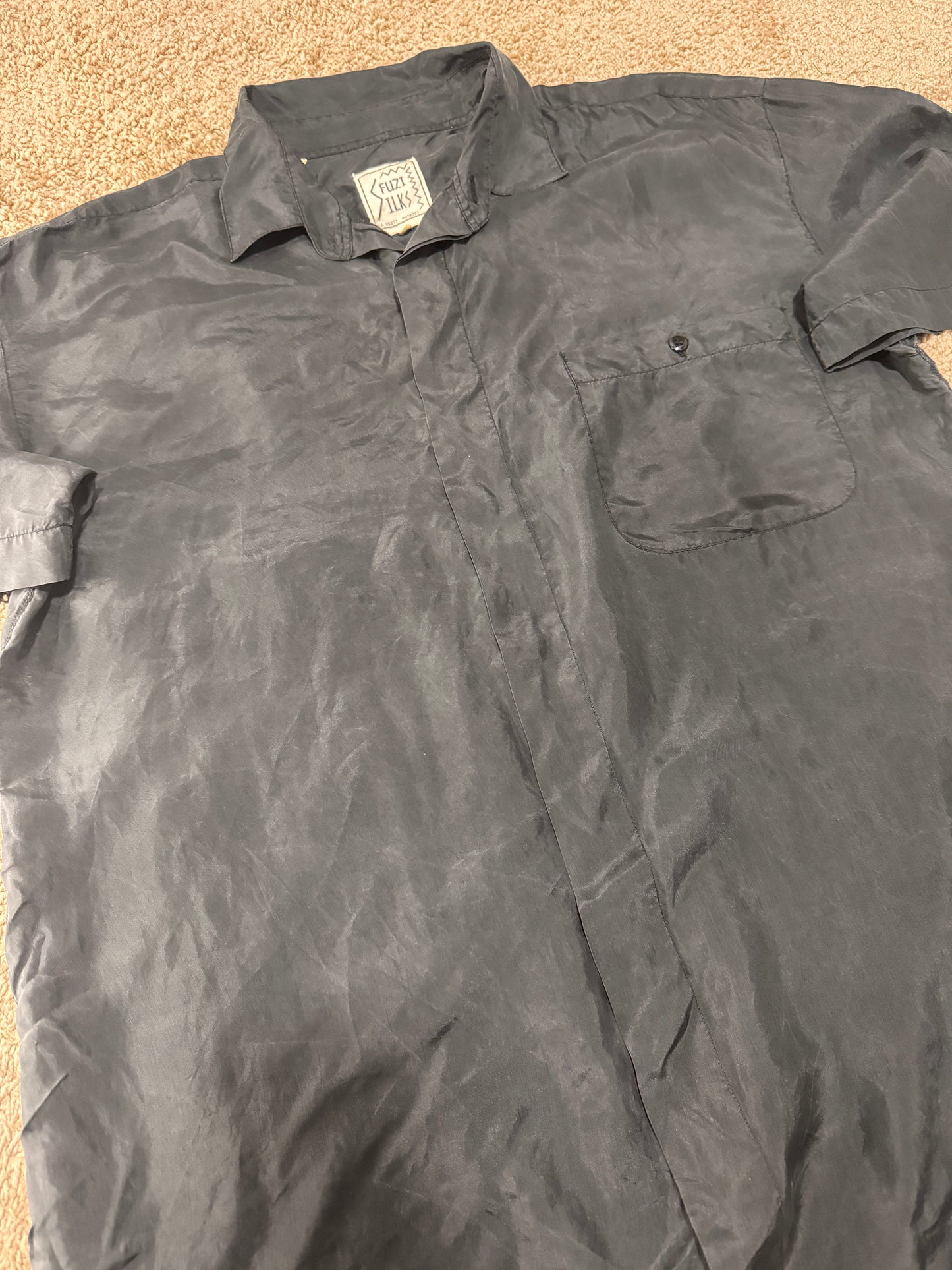 Vintage Fuzi Silks Men’s Shirt – 100% Silk, 70s-80s, Size M-L