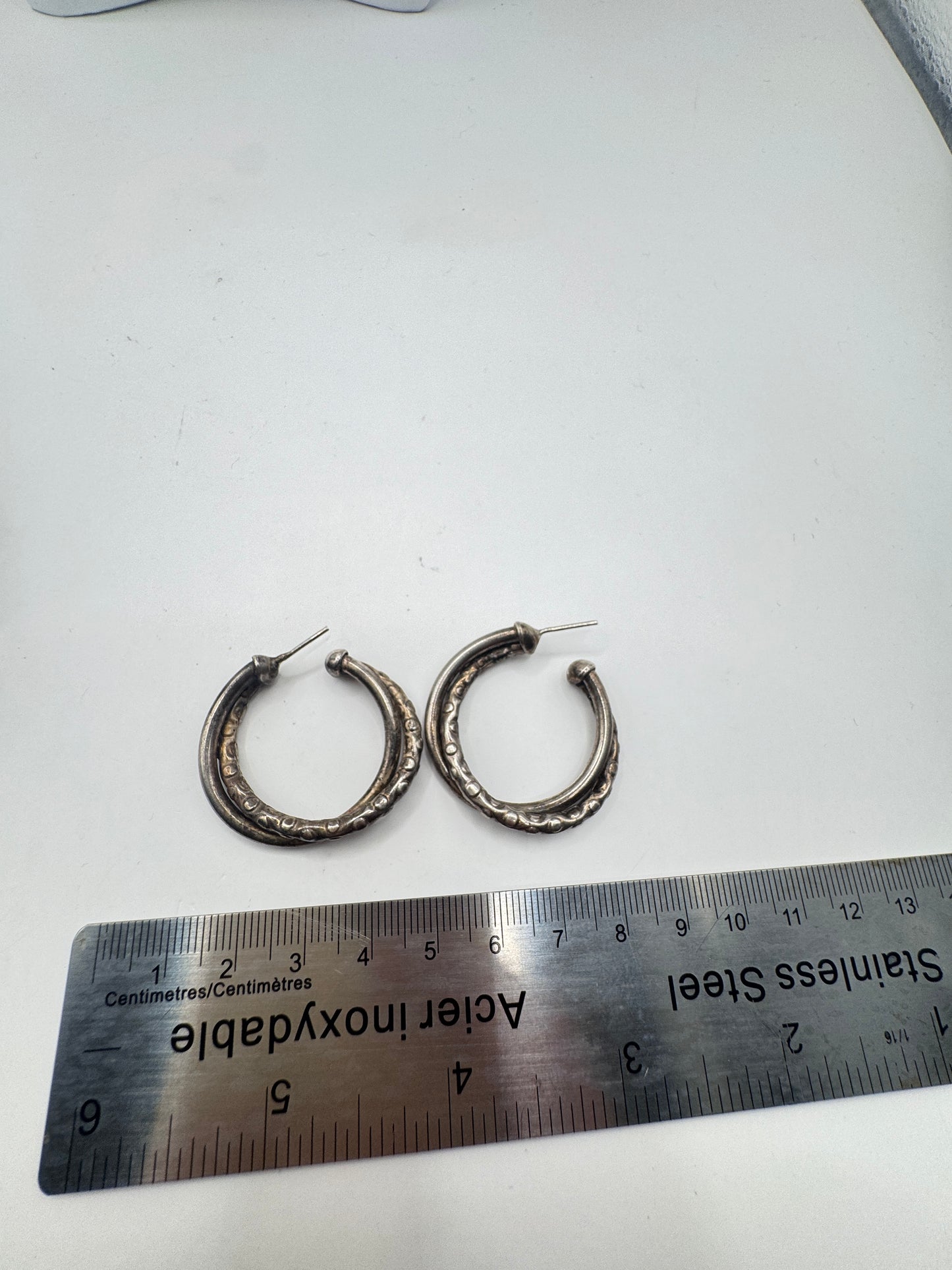 Large Heavy Vintage Sterling Silver Hoop Earrings – Excellent Condition