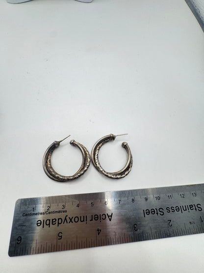 Large Heavy Vintage Sterling Silver Hoop Earrings – Excellent Condition