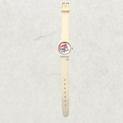 Vintage 1980s Reebok Quartz Watch – Retro Logo, Cream Band Working