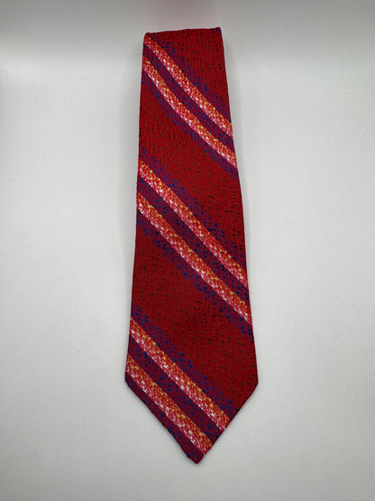 Rare Vintage Giani Collection by Omega 100% Silk Tie – Red Striped, 58” x 3.5”