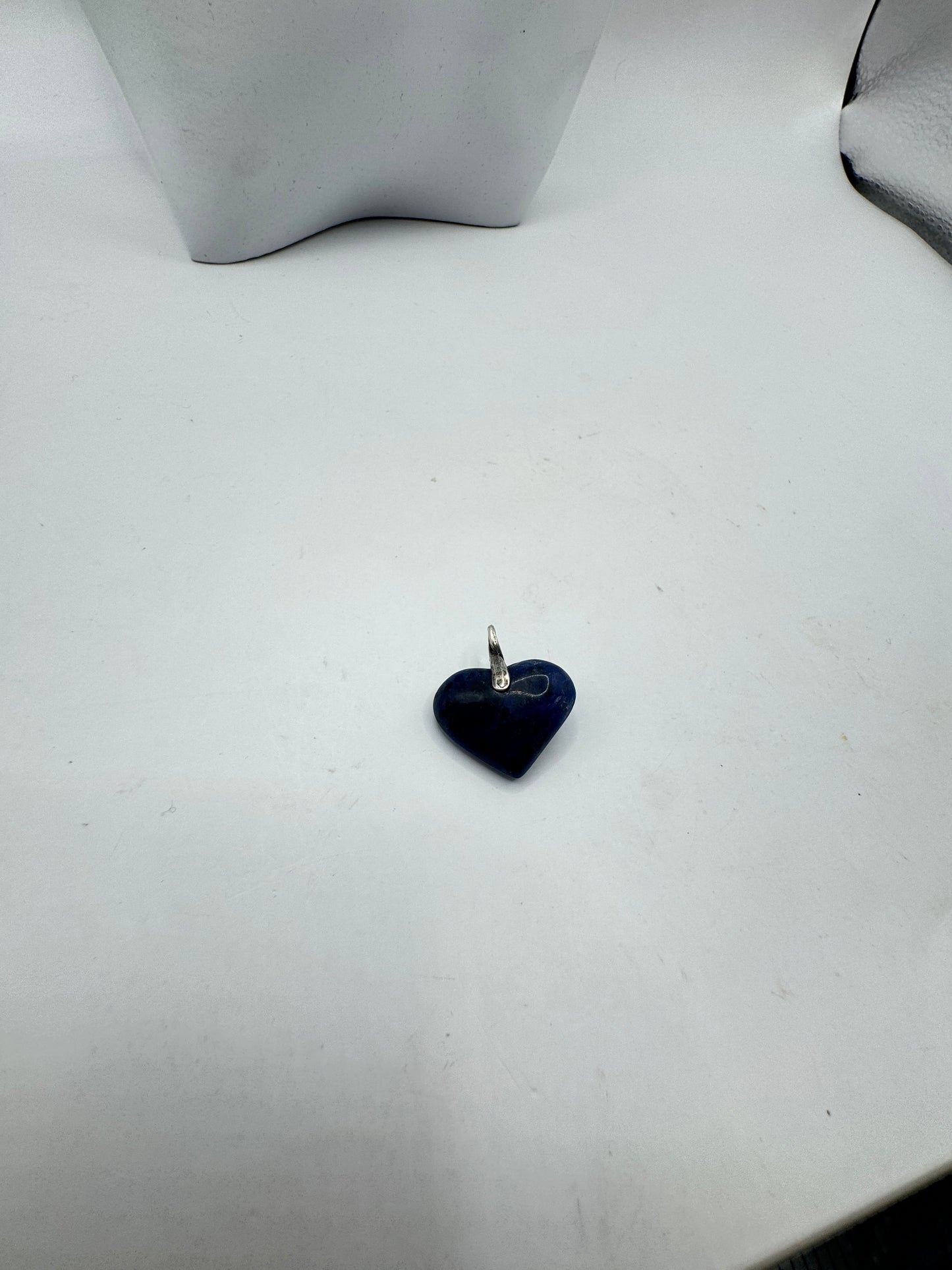 Vintage Sterling Silver Blue Sodalite Heart Pendant – Minimalist Stone Charm