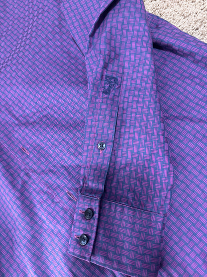 Authentic Versace Collection Men’s Shirt – Size 44, Purple Pattern, Italian Designer