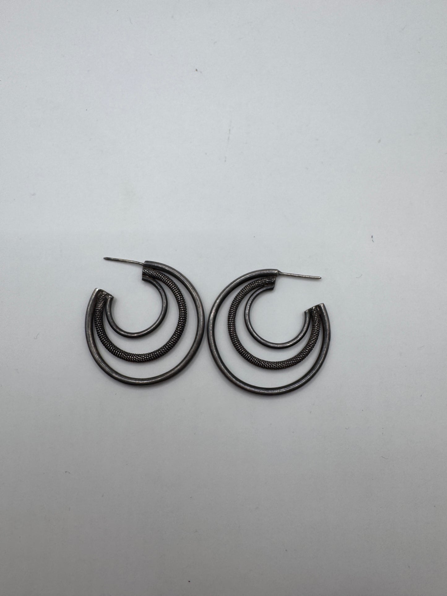Vintage Heavy Sterling Silver Spiral Hoop Earrings – Excellent Condition
