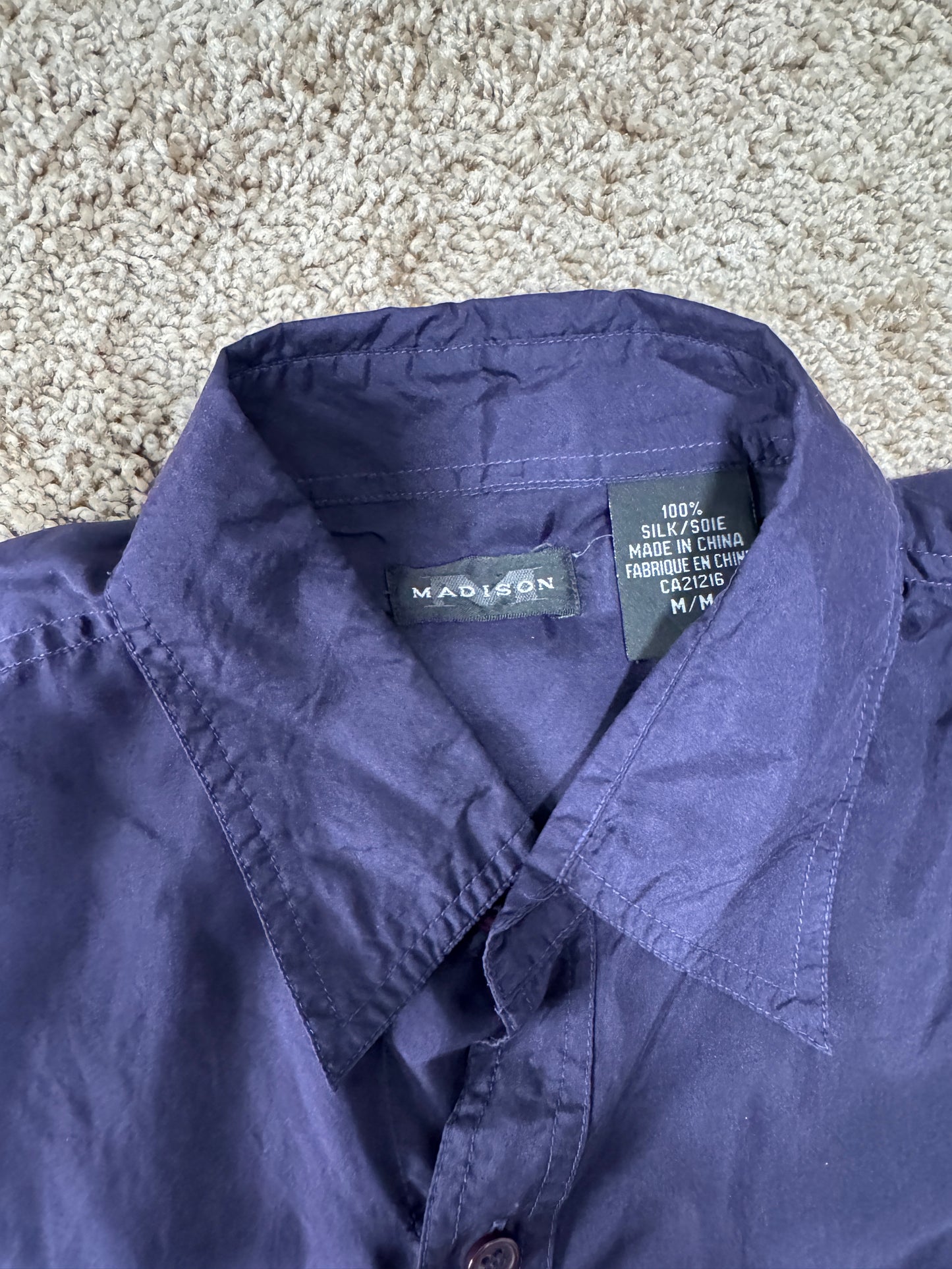 Vintage Madison 100% Silk Men’s Shirt – 1970s-80s, Size M-L