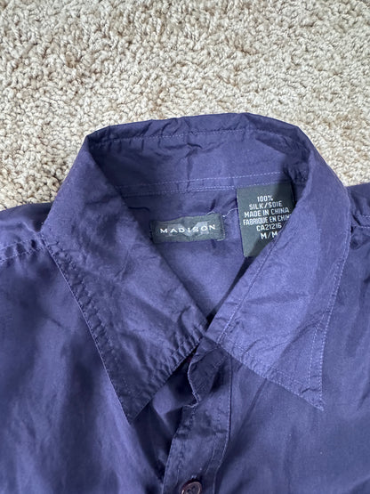 Vintage Madison 100% Silk Men’s Shirt – 1970s-80s, Size M-L
