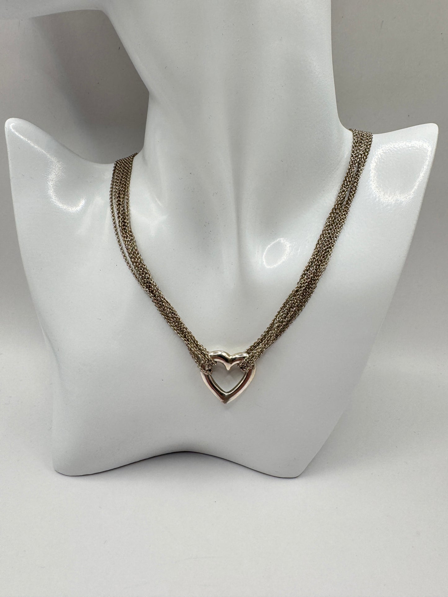 Vintage Heavy Sterling Silver Necklace with Heart – Italy 925