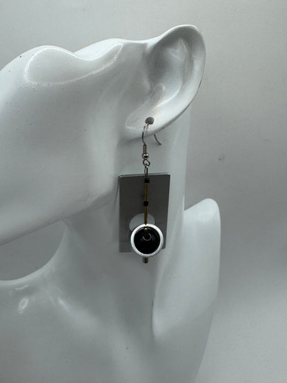 Large Christina Brampti Contemporary Sculptural Drop Earrings Geometric Statement Design