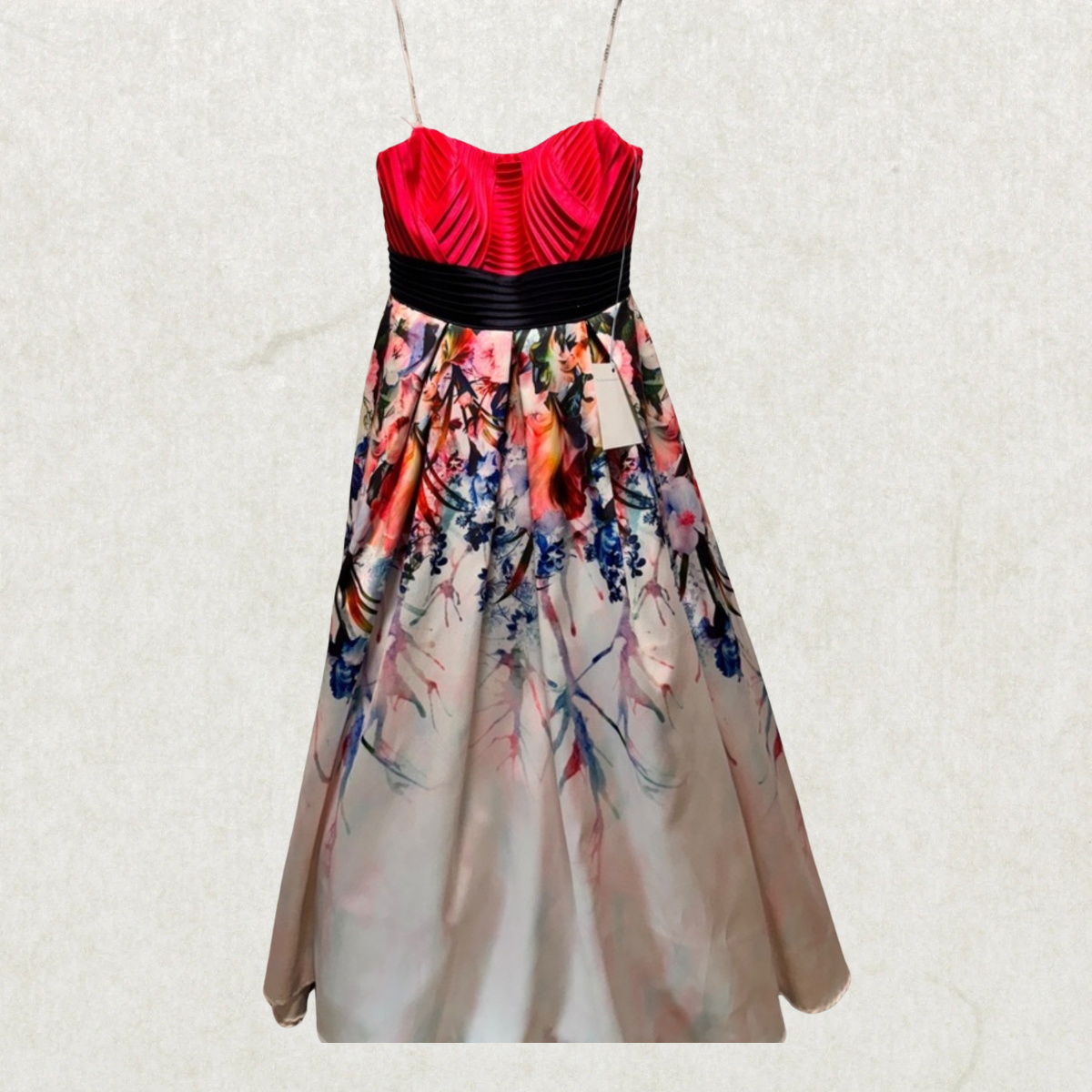 Paris Mon Cheri Pink Floral Strapless Gown – Size 14 Prom, Bridesmaid & Formal Dress