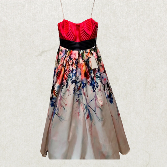 Paris Mon Cheri Pink Floral Strapless Gown – Size 14 Prom, Bridesmaid & Formal Dress