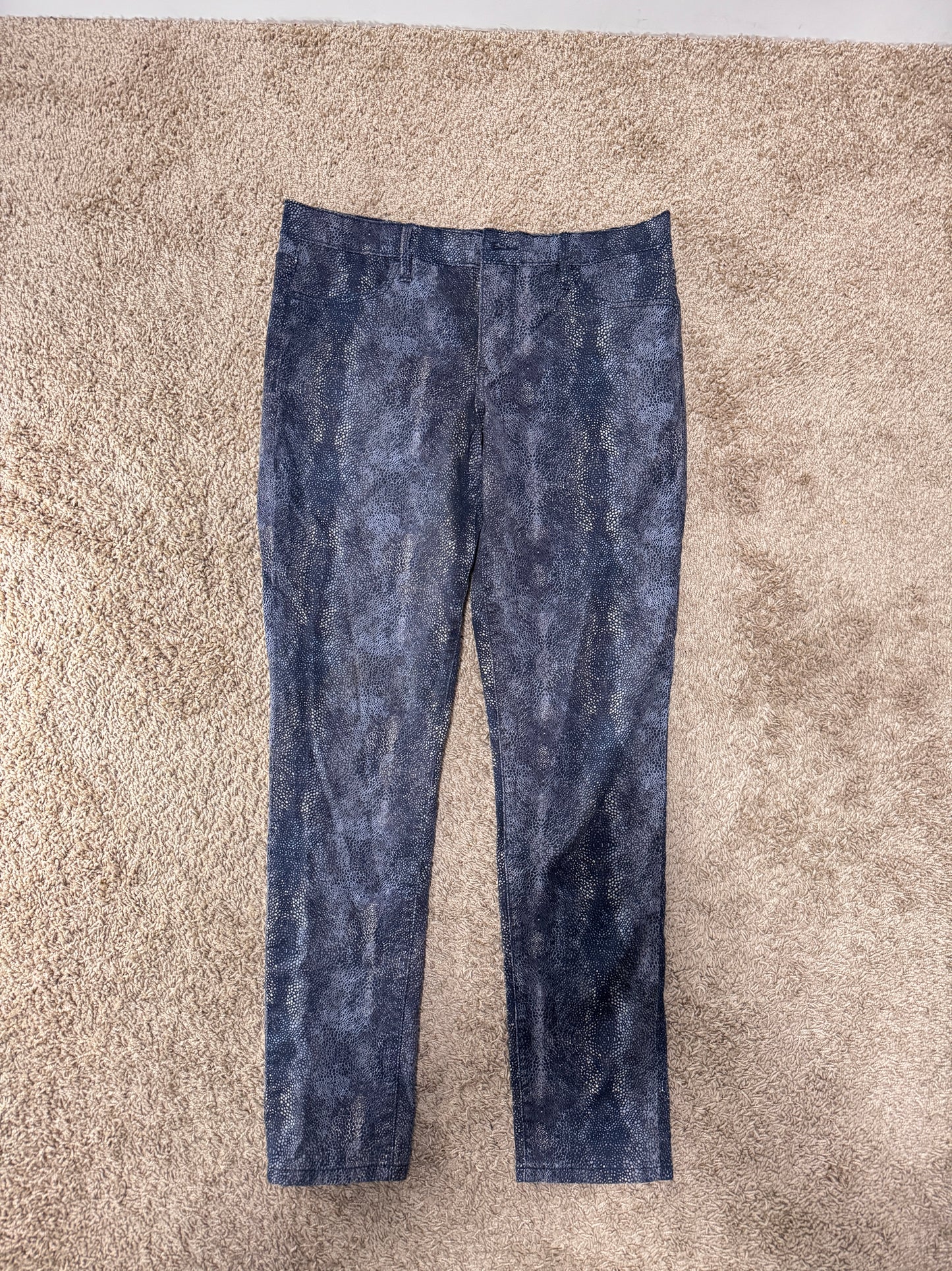 Calvin Klein Jeans Women’s Jeggings – Size 12, Blue Snake-Print Wash, Skinny Fit