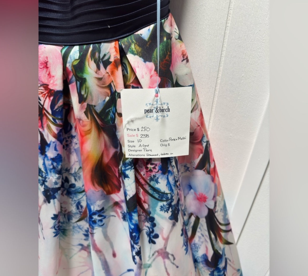 Paris Mon Cheri Pink Floral Strapless Gown – Size 14 Prom, Bridesmaid & Formal Dress